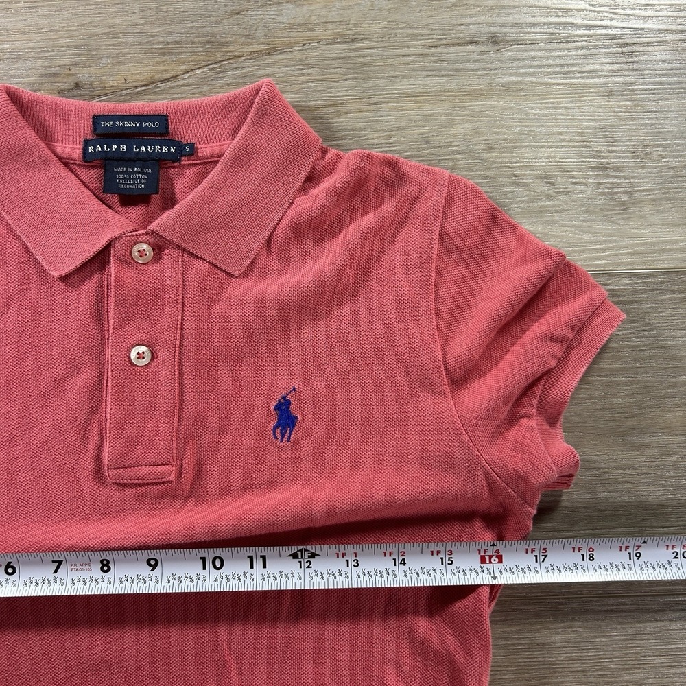 VTG Ralph Lauren Small The Skinny Polo Pink Shirt Pony Preppy Classic - Picture 5 of 8